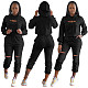 Hollow Hole Hooded Sweatshirt And Pants Set TE-4354