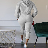 Hollow Hole Hooded Sweatshirt And Pants Set TE-4354