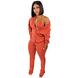 Sweater Cardigan+Bra+Long Pants Set ASL-6519