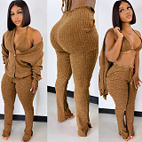 Sweater Cardigan+Bra+Long Pants Set ASL-6519