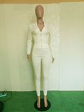 Solid Color Blazer Crop Top Skinny Pants Set BN-9305