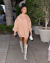 Thicken Loose Pullover Hooded Sweatshirt Dress BOMM-09672