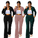 Velvet Button Crop Jacket Joggers Pants Set BOMM-09673