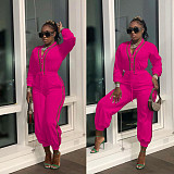 Patchwork Long Sleeve V Neck Bandage Jumpsuit MAE-2130