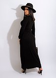 Cardigan Coat+Sleeveless Lace Up Vest Dress Set OSM-3328