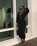 Patchwork Long Sleeve V Neck Bandage Jumpsuit MAE-2130