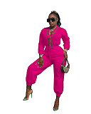 Patchwork Long Sleeve V Neck Bandage Jumpsuit MAE-2130