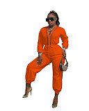 Patchwork Long Sleeve V Neck Bandage Jumpsuit MAE-2130