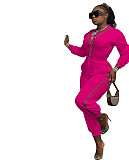 Patchwork Long Sleeve V Neck Bandage Jumpsuit MAE-2130