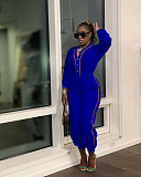 Patchwork Long Sleeve V Neck Bandage Jumpsuit MAE-2130