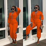 Patchwork Long Sleeve V Neck Bandage Jumpsuit MAE-2130