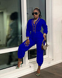 Patchwork Long Sleeve V Neck Bandage Jumpsuit MAE-2130