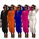 Patchwork Long Sleeve V Neck Bandage Jumpsuit MAE-2130