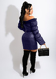 Off Shoulder Long Sleeve Crop Top+Bodycon Skirt Set OSM-7008