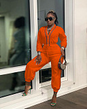 Patchwork Long Sleeve V Neck Bandage Jumpsuit MAE-2130