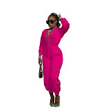 Patchwork Long Sleeve V Neck Bandage Jumpsuit MAE-2130