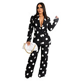 Wave Point Printed Blazer Jacket And Pants Set BS-1295