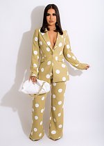 Wave Point Printed Blazer Jacket And Pants Set BS-1295