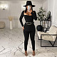 Ribbed Slit Long Top And High Waist Pants Set MEY-10071