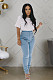 High Waist Stretch Washed Jeans Pencil Pants LX-5009