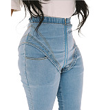 High Waist Stretch Washed Jeans Pencil Pants LX-5009