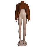 Solid Color Turtleneck Bat Sleeve Sweater Crop Top NY-070