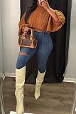Solid Color Turtleneck Bat Sleeve Sweater Crop Top NY-070