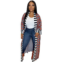 Pattern Print Long Sleeve Cardigan Long Coat SHD-9521