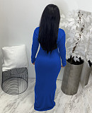 Solid Deep V Neck Long Sleeve Maxi Dress AIL-195