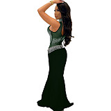 Hot Drilling Mesh One Shoulder Skinny Evening Dress NY-2225
