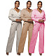Solid Hooded Crop Top Wide Leg Sweat Pants Set CN-0163