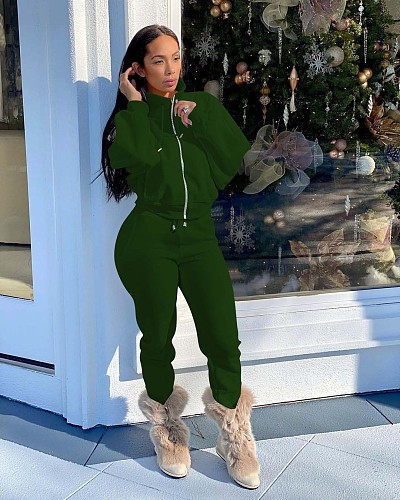 Sweatshirt Coat Zip Up Jacket Pants Joggers Set NIK-265