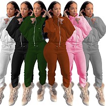 Sweatshirt Coat Zip Up Jacket Pants Joggers Set NIK-265