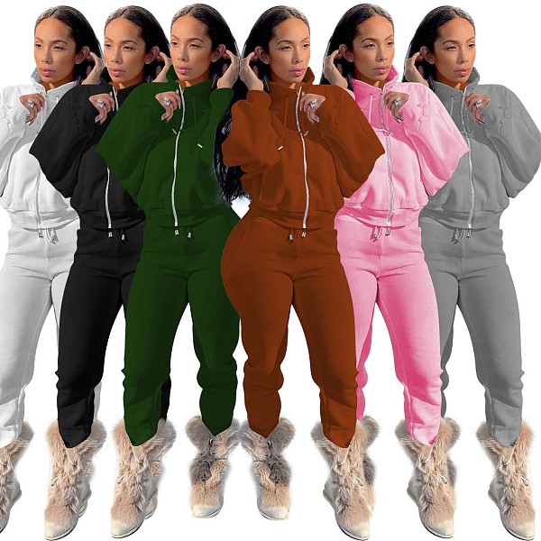 Sweatshirt Coat Zip Up Jacket Pants Joggers Set NIK-265