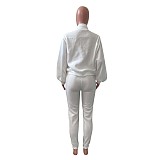 Sweatshirt Coat Zip Up Jacket Pants Joggers Set NIK-265