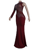 Hot Drilling Mesh One Shoulder Skinny Evening Dress NY-2225