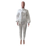 Sweatshirt Coat Zip Up Jacket Pants Joggers Set NIK-265