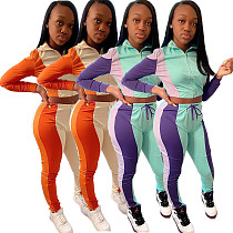 Color Block Zipper Jacket Jogging Pants Set SD-1088