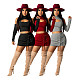 Hollow Out Long Sleeve Crop Top Bandage Skirt Set DD-88134