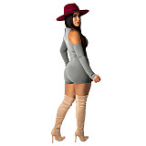 Hollow Out Long Sleeve Crop Top Bandage Skirt Set DD-88134