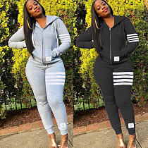 Hooded Zip Jacket Sportswear Pencil Pants Set ABL-3118