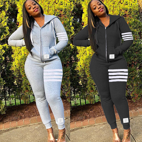 Hooded Zip Jacket Sportswear Pencil Pants Set ABL-3118