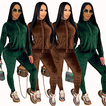Velvet Sportswear Zip Coat Two Piece Pants Set SHA-86282