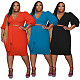 Plus Size Lace Up Crop Top Knee Length Skirt Set YUM-9092