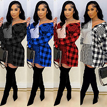 Plaid Print Long Sleeve Single-breasted Shirt Dress GLS-10075