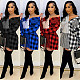 Plaid Print Long Sleeve Single-breasted Shirt Dress GLS-10075