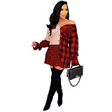 Plaid Print Long Sleeve Single-breasted Shirt Dress GLS-10075