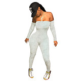 Off Shoulder Long Sleeve Skinny One Piece Jumpsuit JLY-19265