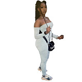 Off Shoulder Long Sleeve Skinny One Piece Jumpsuit JLY-19265