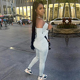 Off Shoulder Long Sleeve Skinny One Piece Jumpsuit JLY-19265